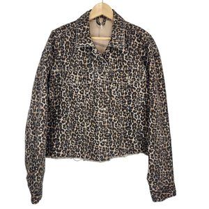 Free People Leopard Print Jean Jacket